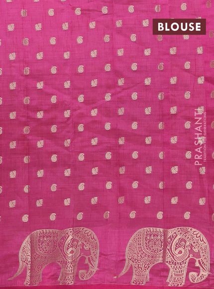Semi raw silk saree rani pink with allover zari woven 1000 buttas and zari woven border