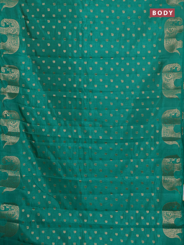 Semi raw silk saree teal green with allover zari woven 1000 buttas and zari woven border