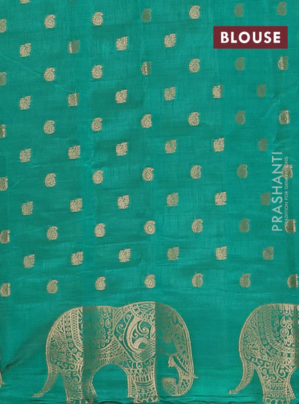 Semi raw silk saree teal green with allover zari woven 1000 buttas and zari woven border