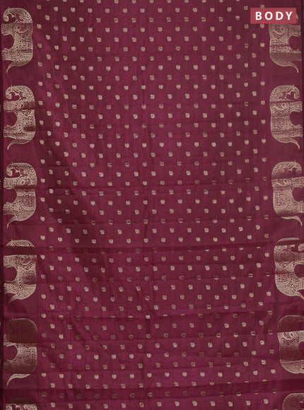 Semi raw silk saree maroon with allover zari woven 1000 buttas and zari woven border