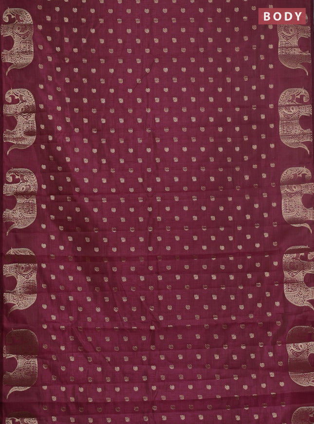 Semi raw silk saree maroon with allover zari woven 1000 buttas and zari woven border