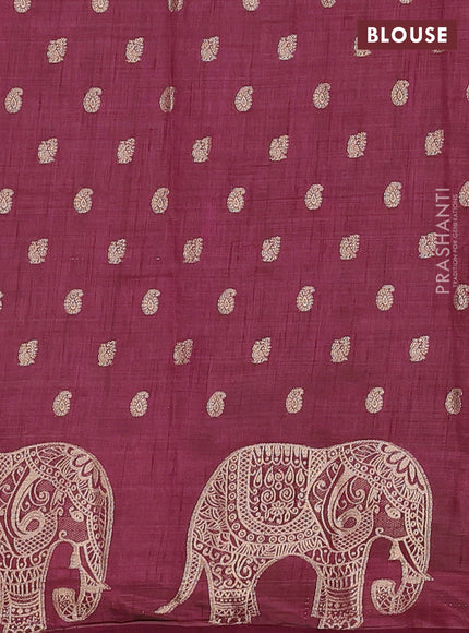 Semi raw silk saree maroon with allover zari woven 1000 buttas and zari woven border