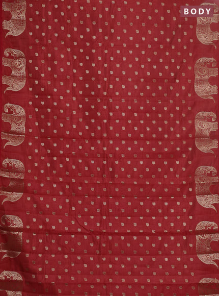 Semi raw silk saree red with allover zari woven 1000 buttas and zari woven border