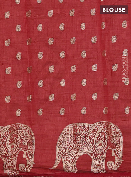 Semi raw silk saree red with allover zari woven 1000 buttas and zari woven border