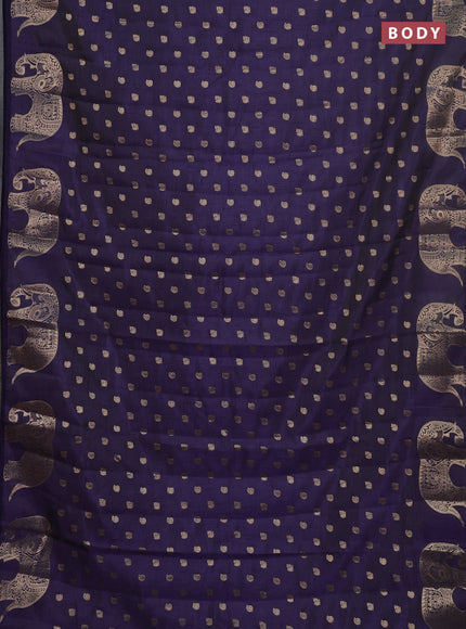 Semi raw silk saree navy blue with allover zari woven 1000 buttas and zari woven border