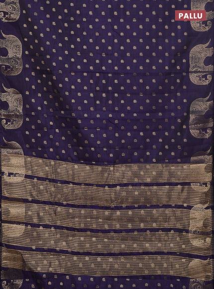 Semi raw silk saree navy blue with allover zari woven 1000 buttas and zari woven border