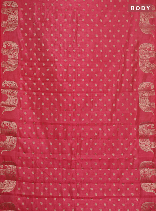 Semi raw silk saree pink with allover zari woven 1000 buttas and zari woven border
