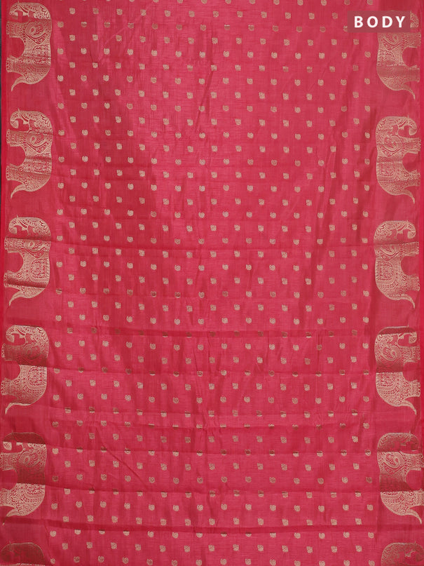 Semi raw silk saree pink with allover zari woven 1000 buttas and zari woven border