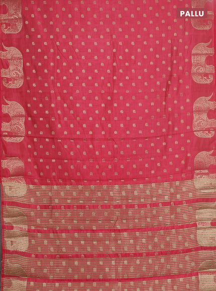 Semi raw silk saree pink with allover zari woven 1000 buttas and zari woven border
