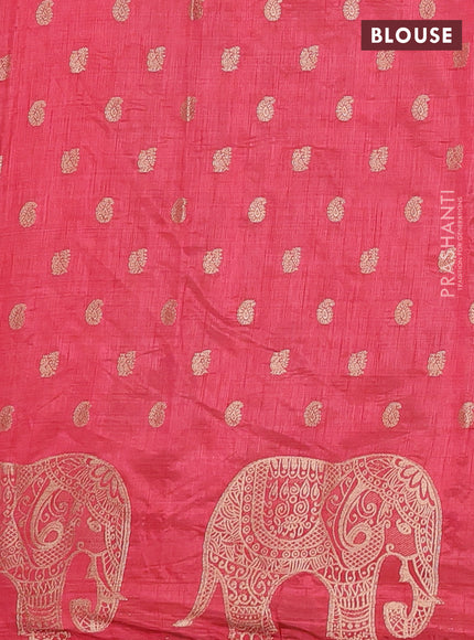 Semi raw silk saree pink with allover zari woven 1000 buttas and zari woven border