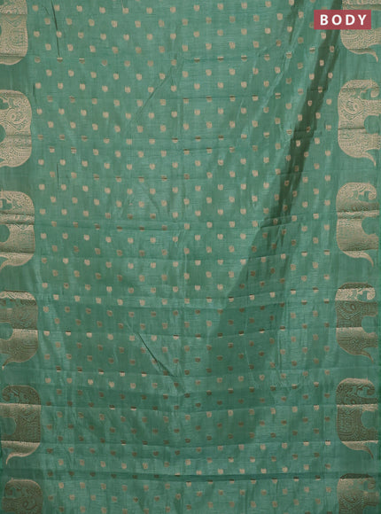 Semi raw silk saree pastel green with allover zari woven 1000 buttas and zari woven border