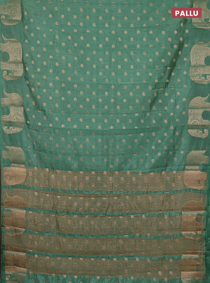 Semi raw silk saree pastel green with allover zari woven 1000 buttas and zari woven border