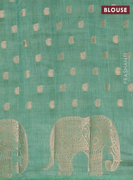 Semi raw silk saree pastel green with allover zari woven 1000 buttas and zari woven border