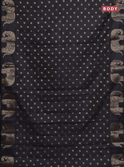 Semi raw silk saree black with allover zari woven 1000 buttas and zari woven border