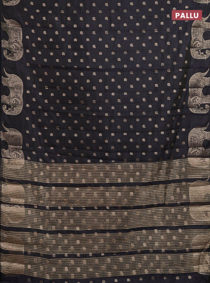 Semi raw silk saree black with allover zari woven 1000 buttas and zari woven border