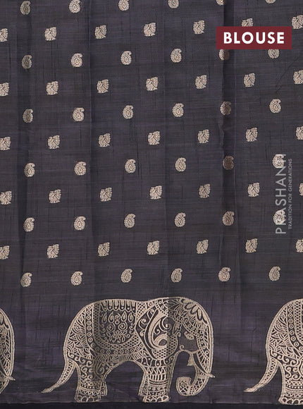 Semi raw silk saree black with allover zari woven 1000 buttas and zari woven border