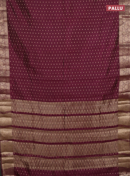 Semi raw silk saree maroon with allover zari woven 1000 buttas and zari woven border