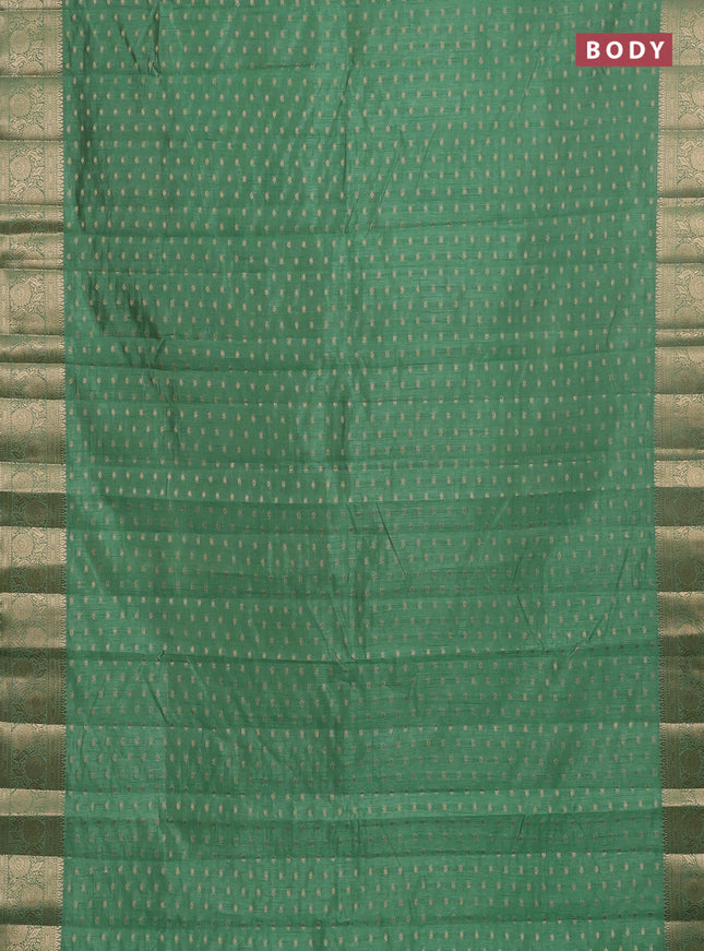 Semi raw silk saree pastel green with allover zari woven 1000 buttas and zari woven border