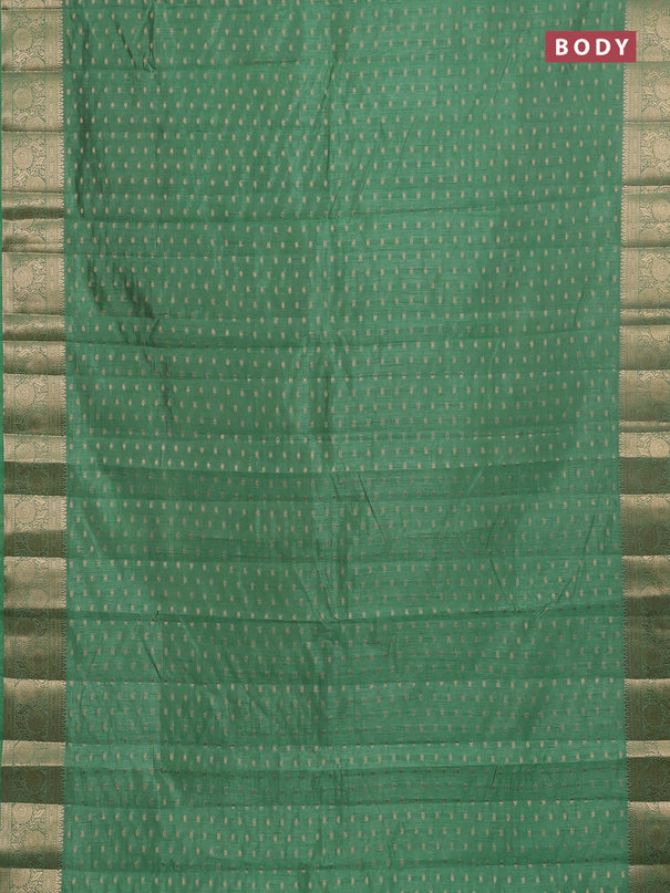 Semi raw silk saree pastel green with allover zari woven 1000 buttas and zari woven border