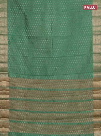 Semi raw silk saree pastel green with allover zari woven 1000 buttas and zari woven border