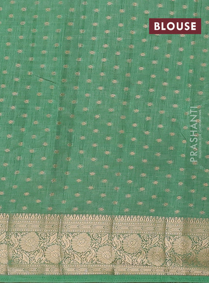 Semi raw silk saree pastel green with allover zari woven 1000 buttas and zari woven border