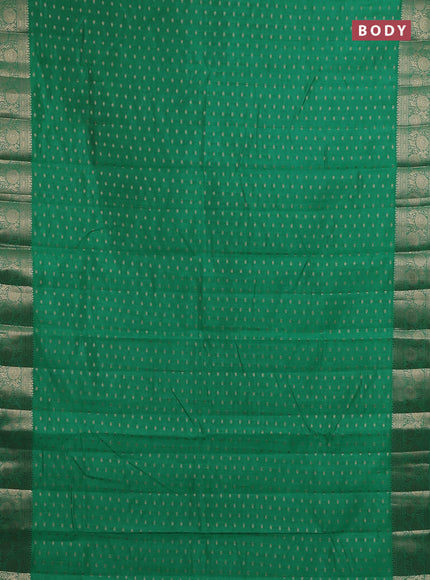 Semi raw silk saree teal green with allover zari woven 1000 buttas and zari woven border