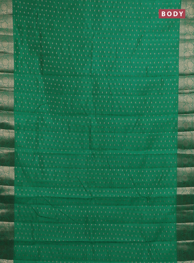Semi raw silk saree teal green with allover zari woven 1000 buttas and zari woven border