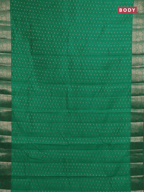 Semi raw silk saree teal green with allover zari woven 1000 buttas and zari woven border