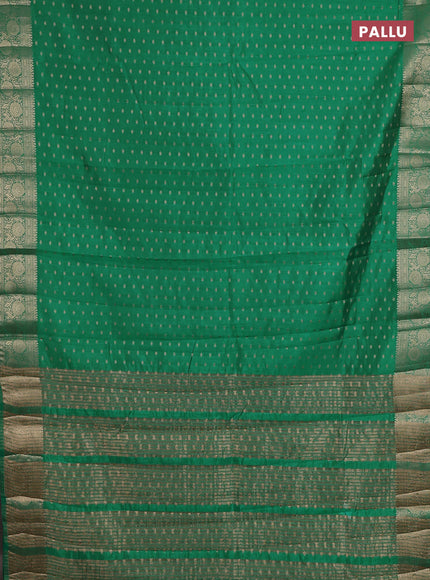 Semi raw silk saree teal green with allover zari woven 1000 buttas and zari woven border