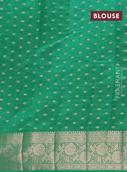 Semi raw silk saree teal green with allover zari woven 1000 buttas and zari woven border
