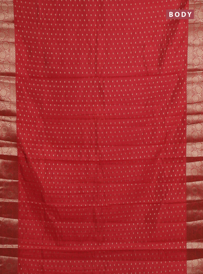 Semi raw silk saree red with allover zari woven 1000 buttas and zari woven border