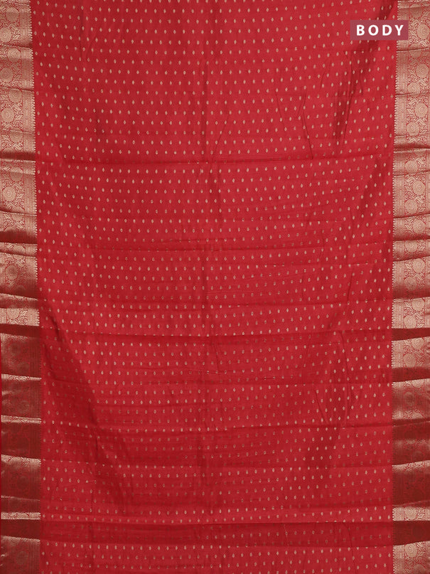 Semi raw silk saree red with allover zari woven 1000 buttas and zari woven border