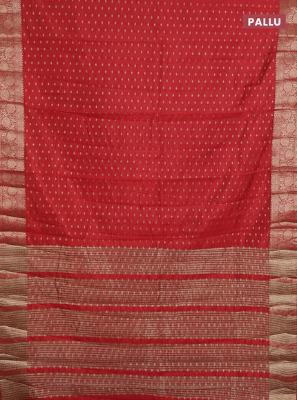 Semi raw silk saree red with allover zari woven 1000 buttas and zari woven border
