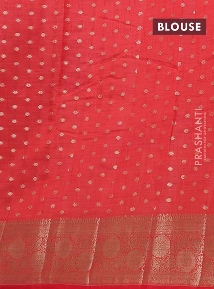 Semi raw silk saree red with allover zari woven 1000 buttas and zari woven border