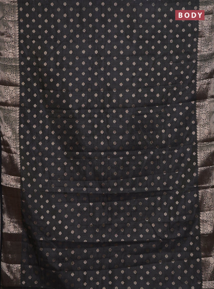 Semi raw silk saree black with allover zari woven 1000 buttas and zari woven border