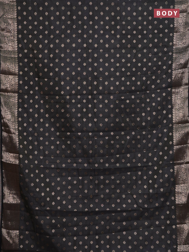 Semi raw silk saree black with allover zari woven 1000 buttas and zari woven border