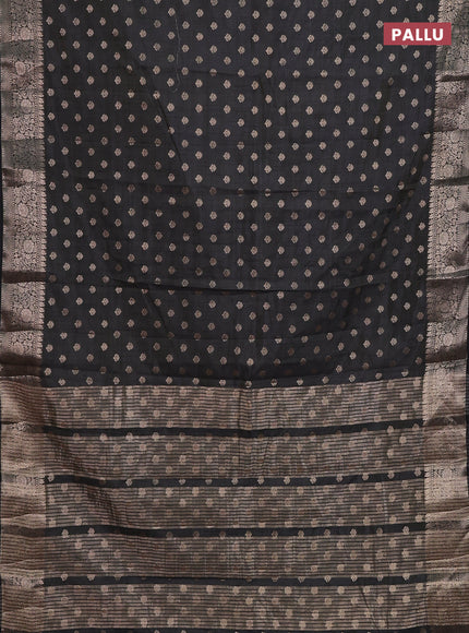Semi raw silk saree black with allover zari woven 1000 buttas and zari woven border
