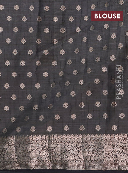 Semi raw silk saree black with allover zari woven 1000 buttas and zari woven border