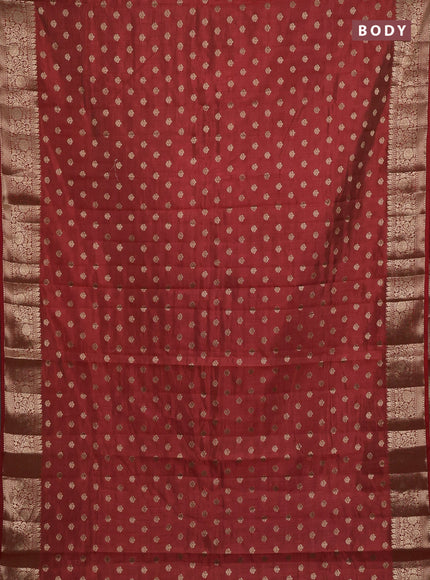 Semi raw silk saree red with allover zari woven 1000 buttas and zari woven border