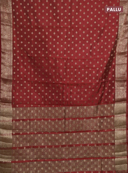 Semi raw silk saree red with allover zari woven 1000 buttas and zari woven border