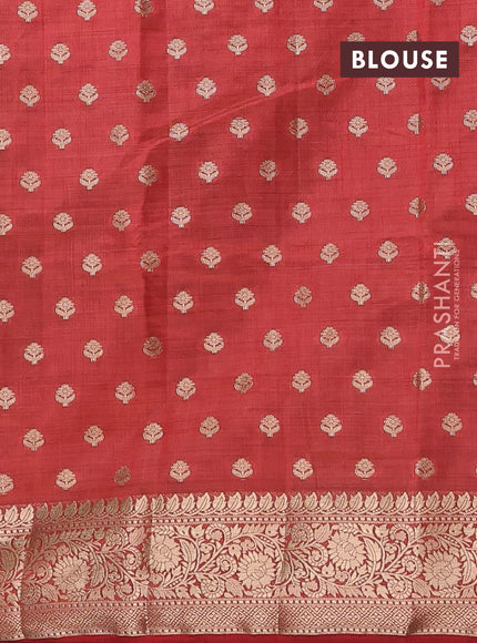 Semi raw silk saree red with allover zari woven 1000 buttas and zari woven border