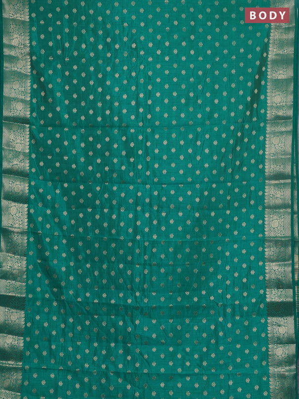 Semi raw silk saree teal blue with allover zari woven 1000 buttas and zari woven border