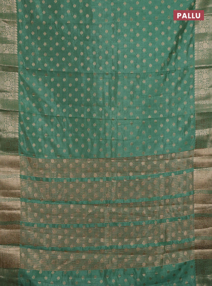 Semi raw silk saree pastel green with allover zari woven 1000 buttas and zari woven border