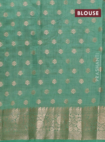 Semi raw silk saree pastel green with allover zari woven 1000 buttas and zari woven border