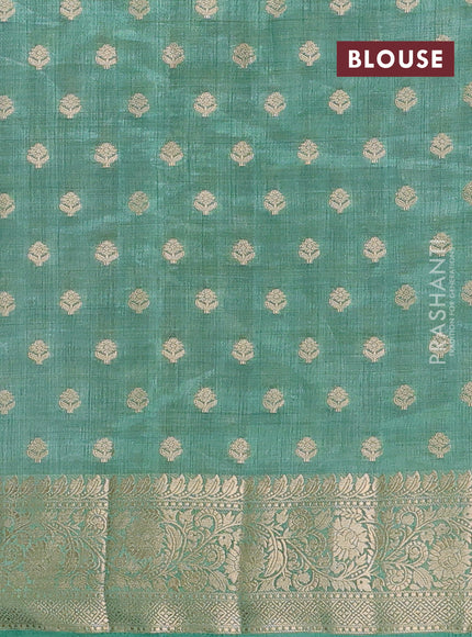 Semi raw silk saree pastel green shade with allover zari woven 1000 buttas and zari woven border