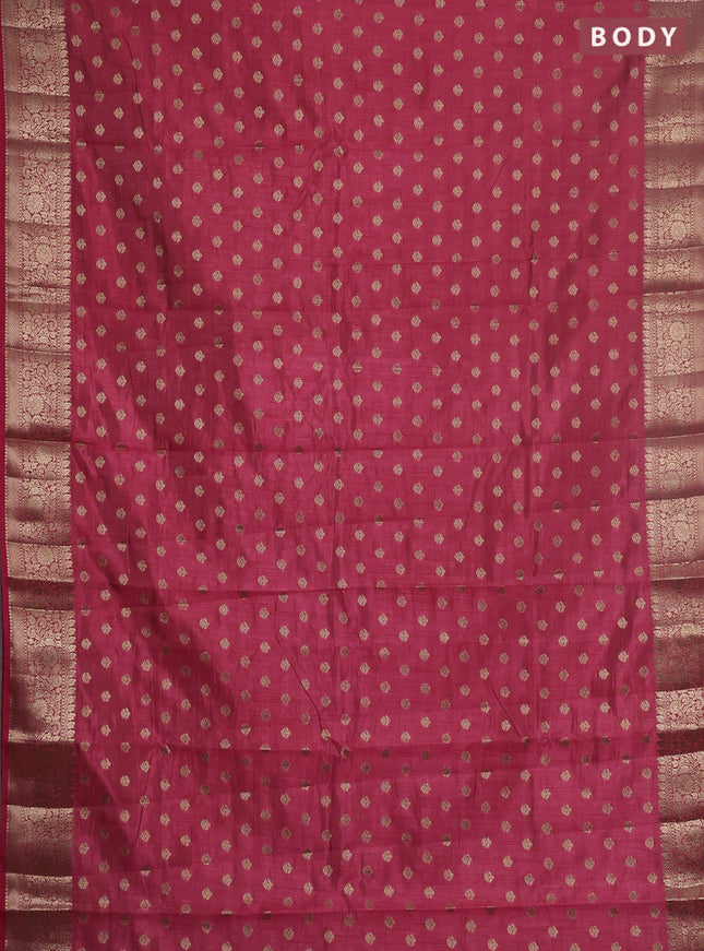 Semi raw silk saree pink with allover zari woven 1000 buttas and zari woven border