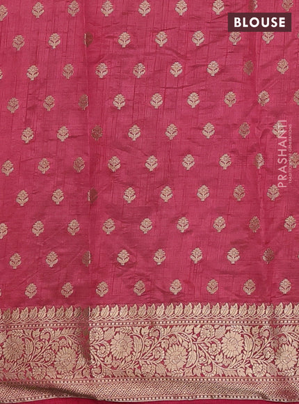 Semi raw silk saree pink with allover zari woven 1000 buttas and zari woven border
