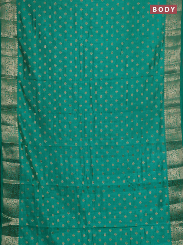 Semi raw silk saree teal green with allover zari woven 1000 buttas and zari woven border
