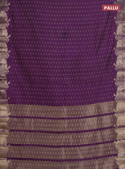 Semi raw silk saree purple with allover zari woven 1000 buttas and zari woven border
