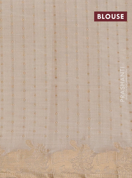 Semi raw silk saree cream with allover zari woven 1000 buttas and zari woven border